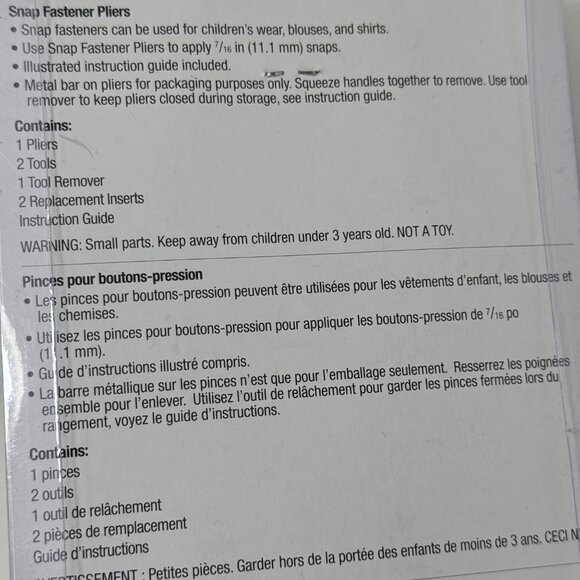 Dritz Snap Fastener Pliers 6710T For 7/16" Snaps With Tools & Instructions NEW - Picture 4 of 7